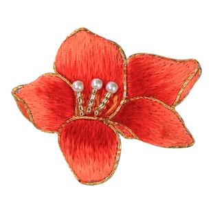 帛绣郎非遗粤绣纯手工刺绣胸针红色胸花新中式特色礼品百搭胸饰