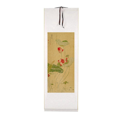恽冰蒲塘秋艳图卷轴挂画客厅玄关装饰画卧室书房走廊过道荷花壁画