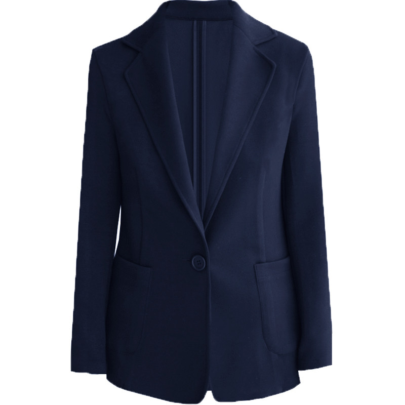 藏青色办公室长袖弹力西服女春秋