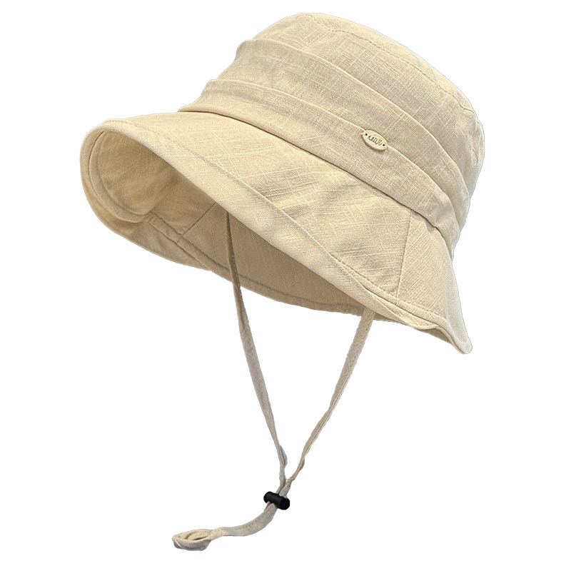 夏季女显脸小防晒抽绳渔夫帽