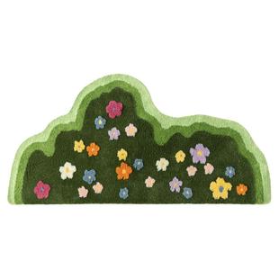暖藻绿草地客厅地毯儿童卧室小清新床边毯可爱毛绒田园风绿色地垫