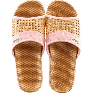 家用室内木地板无声防滑竹编藤草席亚麻凉拖鞋夏季男女情侣款四季