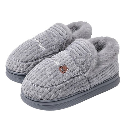 大码棉拖鞋男士冬季包跟室内保暖加绒厚底棉鞋男款外穿防滑红色