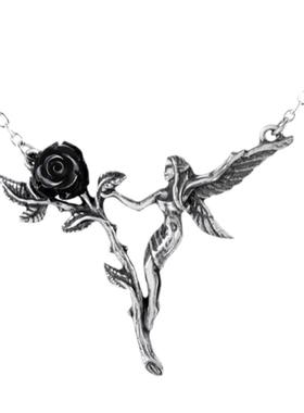 A牌朋克日欧美精致原宿黑玫瑰精灵项链吊坠 Alchemy Gothic P844