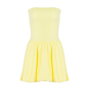 欧美风性感一字领抹胸连衣裙女拼接高腰弹力修身显瘦蓬蓬裙短裙子