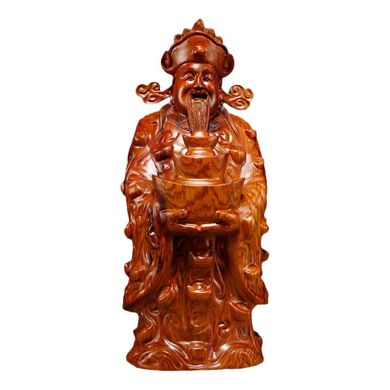 木雕佛像摆件元宝财神爷工艺品