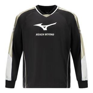 Mizuno美津浓新款大LOGO尼龙复古圆领足球套头衫卫衣