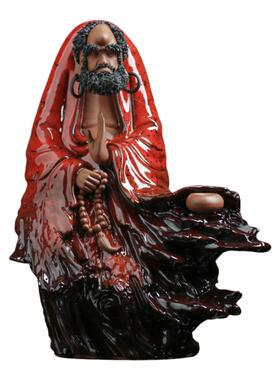 紫砂达摩摆件禅意陶瓷工艺品中式