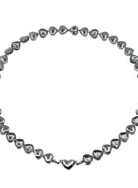 原创手作银灰爱心磁吸扣项链