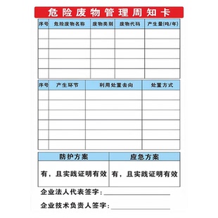 危险废管理周知物卡危废标示提示牌危险化品安全周知卡学多类1卡