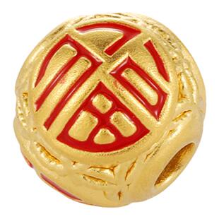 诗普琳黄金转运珠女足金顺心如意金珠手链珐琅编绳串珠