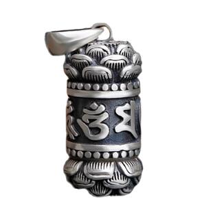 99足银嘎乌盒纯银吊坠男潮可打开放东西六字真言楞严咒项链坠女款