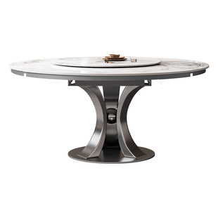 家用小户型伸缩岩板餐桌折叠变形带电磁炉暖彩板饭桌方圆两用餐桌