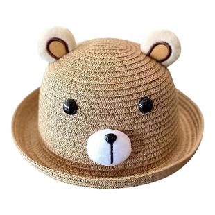 男宝宝帽子夏季男女童可爱草帽婴儿防晒遮阳渔夫凉帽儿童帽出游夏