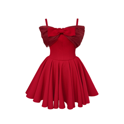 Lazy Didi天姿赫本 四色蓬蓬连衣裙高级感气质公主裙可拆卸纱披肩