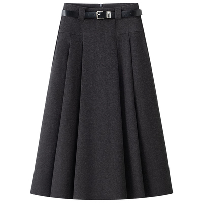 黑色毛呢半身裙女秋冬2025新款