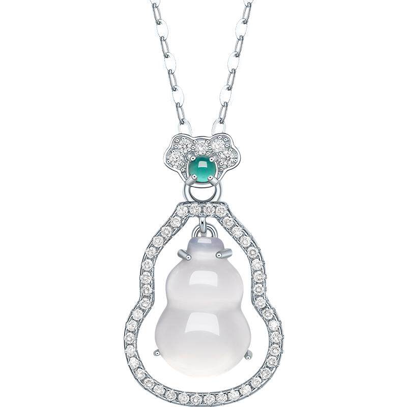 六桂福新中式白玉髓葫芦项链925纯银轻奢颈链女款妇女节礼物