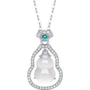 六桂福新中式白玉髓葫芦项链925纯银轻奢颈链女款情人节新年礼物