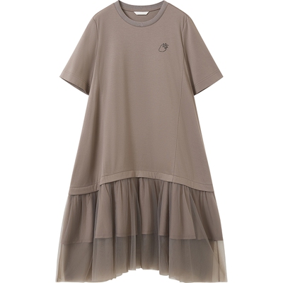 播商场同款网纱拼接短袖连衣裙女秋新品法式长裙BDS3LD4803