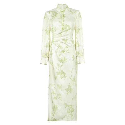 清雅风新中式提花中长款连衣裙女