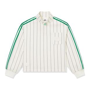 乔丹女童运动立领外套2024秋款篮球服舒适休闲竖条纹半开领上衣