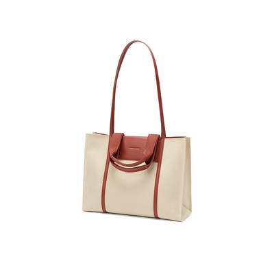 拼色大容量单肩托特包