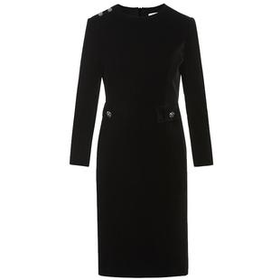 【钻石丝绒】LANCY/朗姿2024秋新款丝绒气质收腰高级钻扣连衣裙女