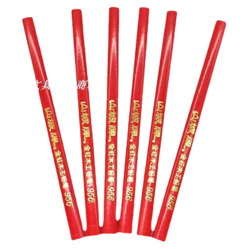 中华牌红色铅笔120型号木质圆杆木工地施工划放线墨斗汁盒50支庄