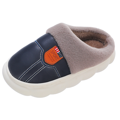 皮面防水亲子保暖防滑棉拖鞋冬天