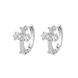 YGPN十字架鸢尾花耳扣女925纯银莫桑钻原创小众设计高级感耳环