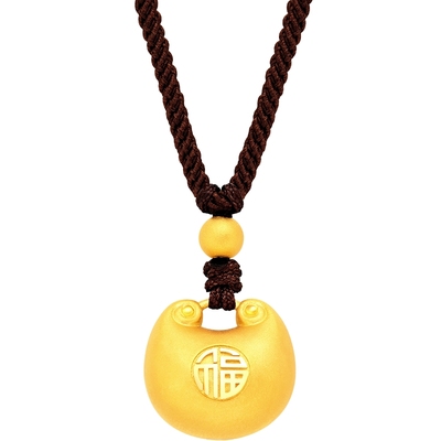 周大福男士胖福福字黄金吊坠