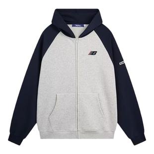 25秋季新款美式高街复古插肩开衫连帽卫衣国潮牌撞色情侣休闲外套