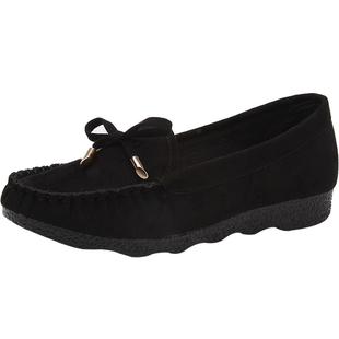 妈妈鞋女春秋平底舒适软底防滑豆豆鞋老北京女单鞋工作鞋休闲布鞋