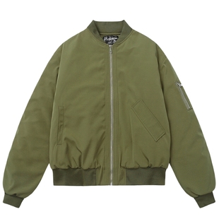 悟空有货秋季潮牌复古纯色飞行员外套男街头宽松百搭情侣夹克上衣