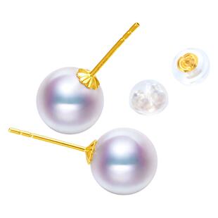 海蒂珠宝 明净8-8.5mm强光akoya海水珍珠耳钉女18K金高级耳饰正品