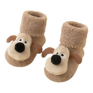 宝宝袜子新生婴儿秋冬加厚袜子男女宝宝冬季点胶防滑学步袜地板袜