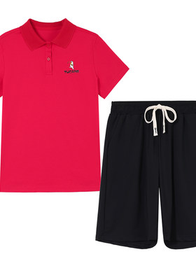 休闲运动服女夏季网球服两件套棉