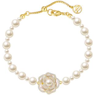 ZEGL山茶花手链女款人造珍珠轻奢小众精致手饰母亲节礼物送妈妈