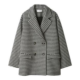 SNIDEL秋冬气质双排扣白色羊毛大衣西装外套SWFC235001