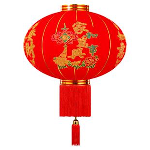 灯笼2024新款植绒新年户外春节农村过年大门装饰大红灯笼挂饰一对