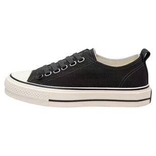 诗姗姗女鞋2026年春新款休闲风帆布鞋女百搭舒适系带学院厚底板鞋