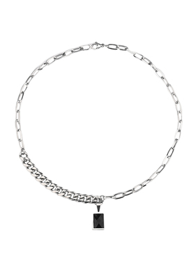 PDSTYLE轻奢小众高级感黑色宝石镶嵌项链男女ins冷淡风设计锁骨链