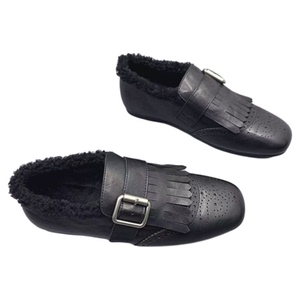 头层牛皮复古加绒流苏雕花布洛克鞋女2025冬新款保暖英伦风小皮鞋