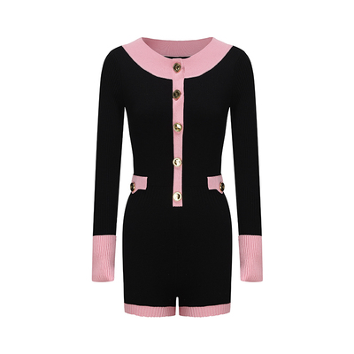 NanaJacqueline拼色复古连体裤