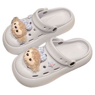 足弓支撑洞洞鞋时尚百搭可爱卡通女夏季外穿厚底凉拖鞋透气防滑