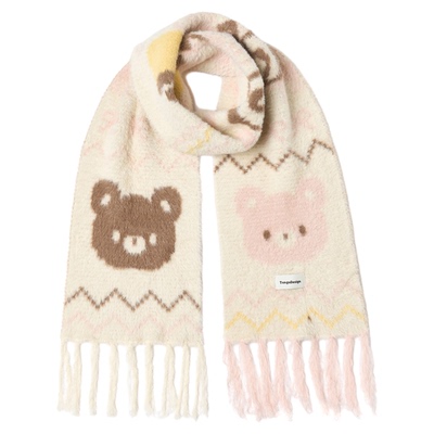 星月豚骨原创“甜点小熊”围巾软糯仿貂毛流苏秋冬保暖可爱围脖女