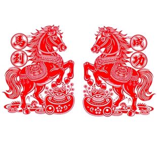 红色福字葫芦剪纸窗花儿童手工装饰贴纸传统文化剪窗花静电贴