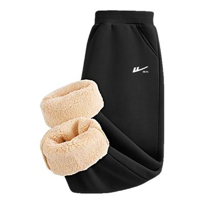 回力童装男童加绒裤子秋冬款男大童羊羔绒棉裤儿童冬季加厚运动裤