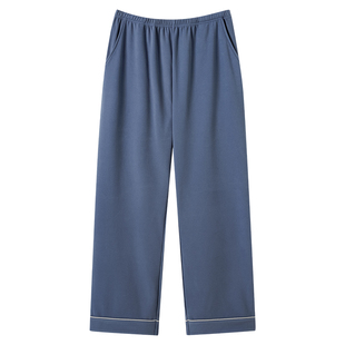 芬腾可安睡裤男士男款冬季薄绒加厚单独长裤子大码蓝家居裤秋冬天