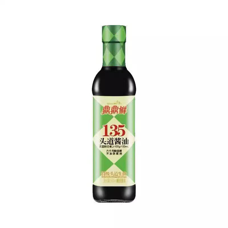 千禾鼎鼎鲜135头道酱油500ml玻璃瓶装生抽凉拌特级头道酱油新日期